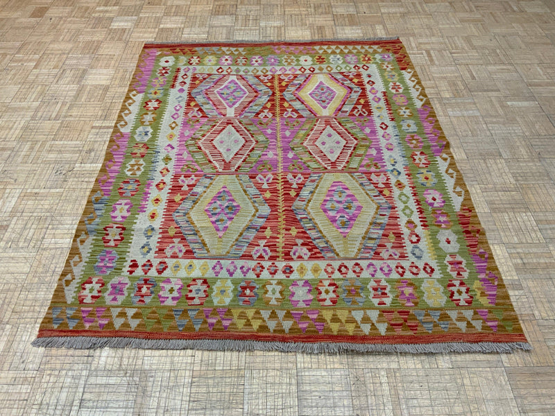 NEW 5ft. x 6ft. GEOMETRIC KILIM - David Tiftickjian & Sons
