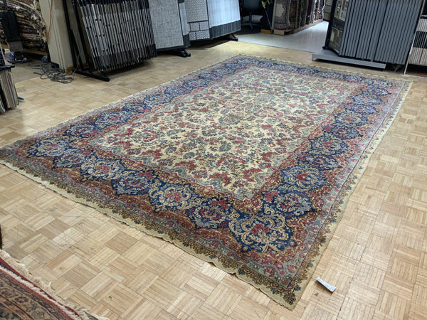 SEMI-ANTIQUE 10ft. x 15ft. FLORAL KERMAN - David Tiftickjian & Sons