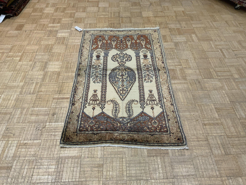 SEMI-ANTIQUE 3ft. x 5ft. TRADITIONAL PRAYER RUG - David Tiftickjian & Sons