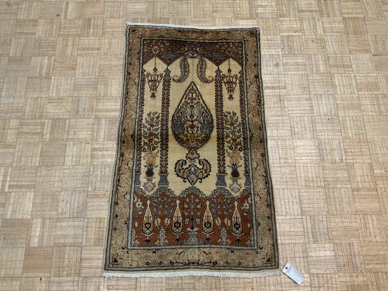 SEMI-ANTIQUE 3ft. x 5ft. TRADITIONAL PRAYER RUG - David Tiftickjian & Sons