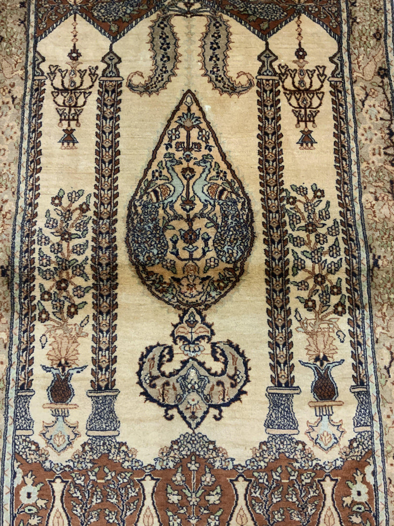 SEMI-ANTIQUE 3ft. x 5ft. TRADITIONAL PRAYER RUG - David Tiftickjian & Sons