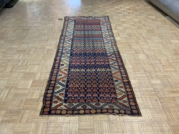 SEMI-ANTIQUE 3ft. x 9ft. TRANSITIONAL KAZAK - David Tiftickjian & Sons