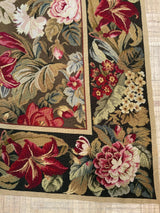 SEMI-ANTIQUE 4ft. x 6ft. FLORAL NEEDLEPOINT - David Tiftickjian & Sons