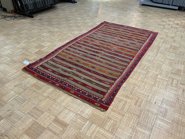 SEMI-ANTIQUE 5ft. x 8ft. GEOMETRIC KILIM - David Tiftickjian & Sons