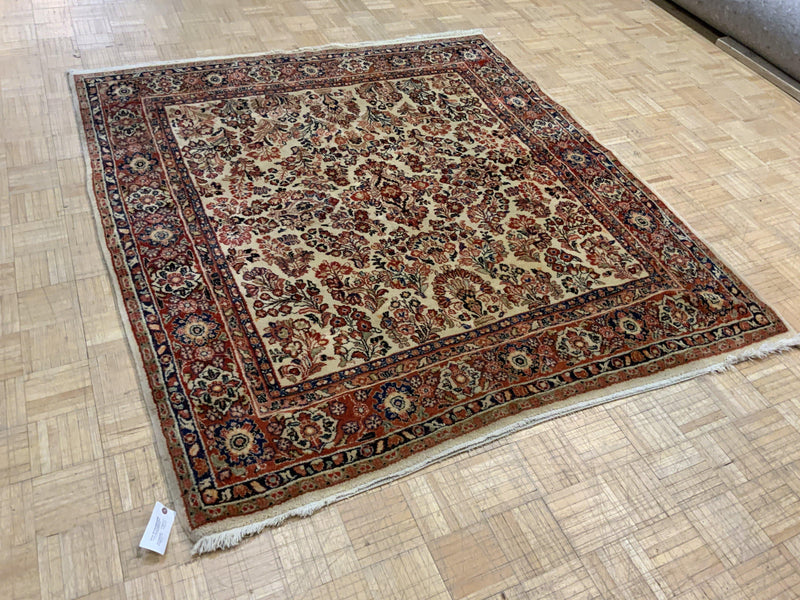 SEMI-ANTIQUE 6ft. x 7ft. TRADITIONAL SAROUK - David Tiftickjian & Sons