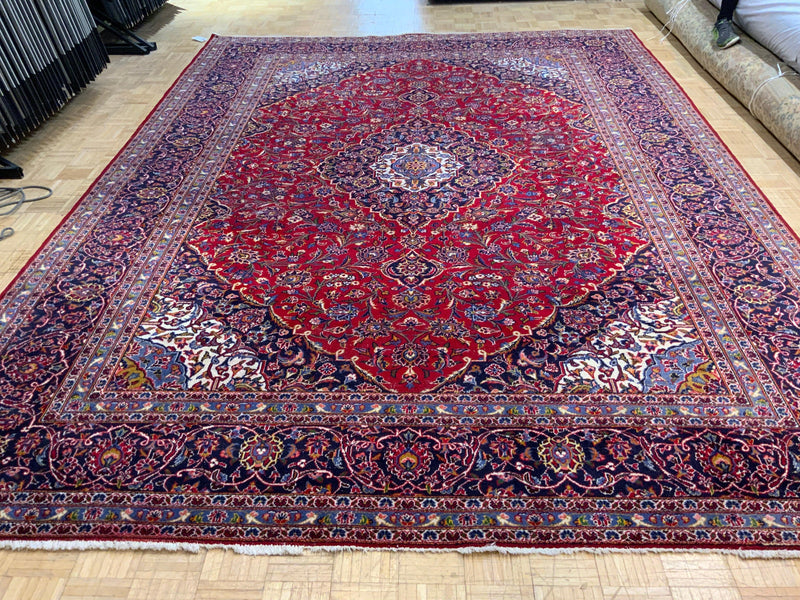 VINTAGE 10ft. x 13ft. TRADITIONAL KASHAN - David Tiftickjian & Sons