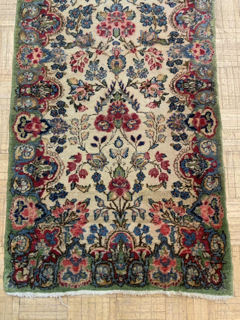 VINTAGE 2ft. x 10ft. FLORAL KERMAN - David Tiftickjian & Sons