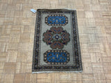 VINTAGE 2ft. x 3ft. TRANSITIONAL  KAZAK - David Tiftickjian & Sons