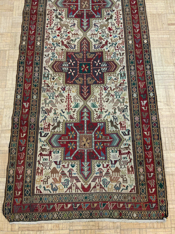 VINTAGE 3ft. x 10ft. TRANSITIONAL SOUMAK - David Tiftickjian & Sons