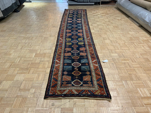 VINTAGE 3ft. x 15ft. GEOMETRIC KAZAK - David Tiftickjian & Sons