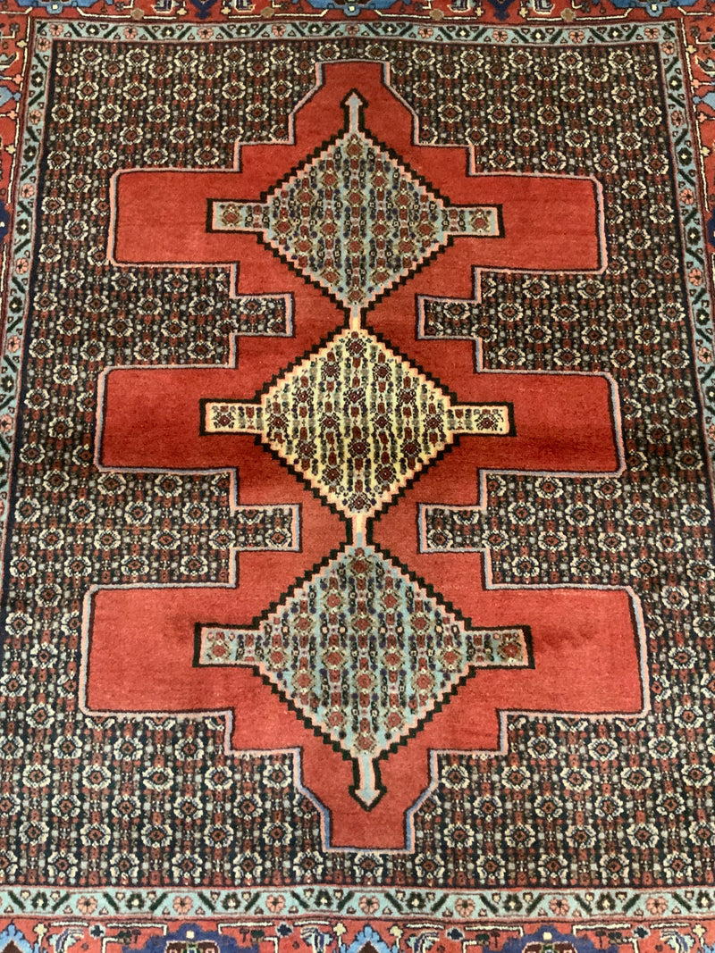 VINTAGE 4ft. x 4ft. GEOMETRIC SENNEH - David Tiftickjian & Sons