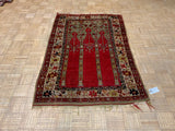 VINTAGE 4ft. x 6ft. TRANSITIONAL  PRAYER RUG - David Tiftickjian & Sons