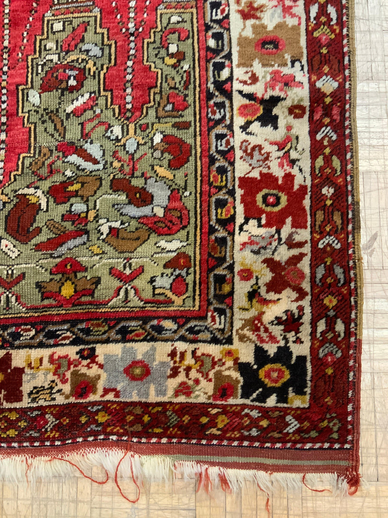 VINTAGE 4ft. x 6ft. TRANSITIONAL  PRAYER RUG - David Tiftickjian & Sons