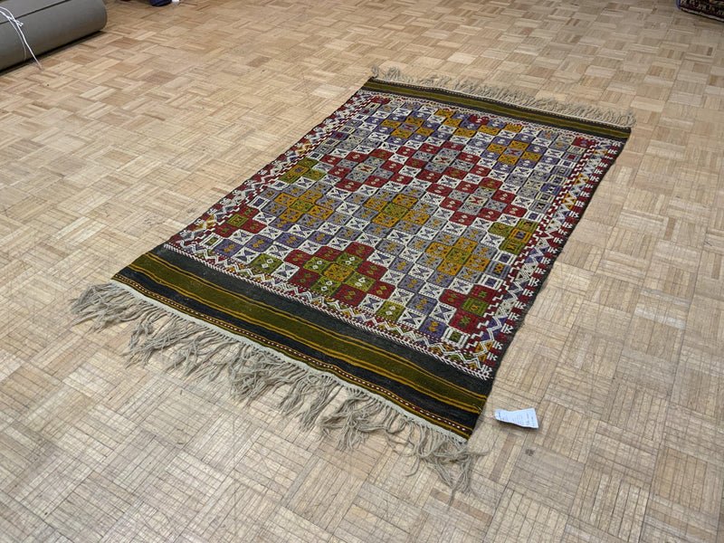 VINTAGE 4ft. x 6ft. TRANSITIONAL SOUMAK - David Tiftickjian & Sons