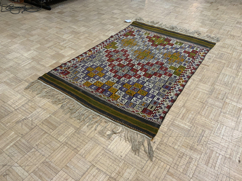 VINTAGE 4ft. x 6ft. TRANSITIONAL SOUMAK - David Tiftickjian & Sons