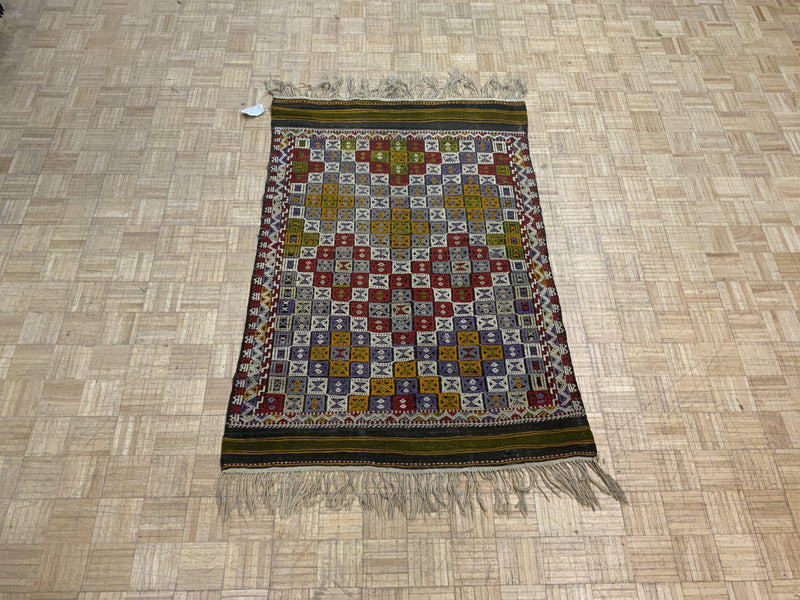 VINTAGE 4ft. x 6ft. TRANSITIONAL SOUMAK - David Tiftickjian & Sons