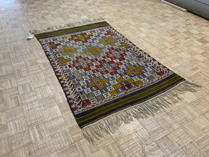 VINTAGE 4ft. x 6ft. TRANSITIONAL SOUMAK - David Tiftickjian & Sons