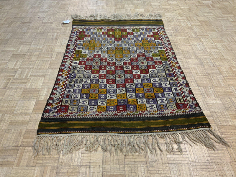 VINTAGE 4ft. x 6ft. TRANSITIONAL SOUMAK - David Tiftickjian & Sons