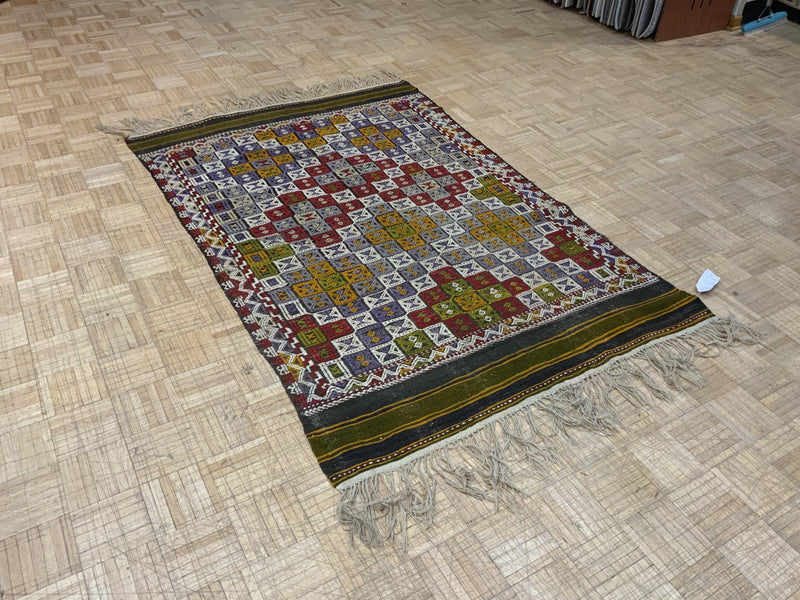 VINTAGE 4ft. x 6ft. TRANSITIONAL SOUMAK - David Tiftickjian & Sons