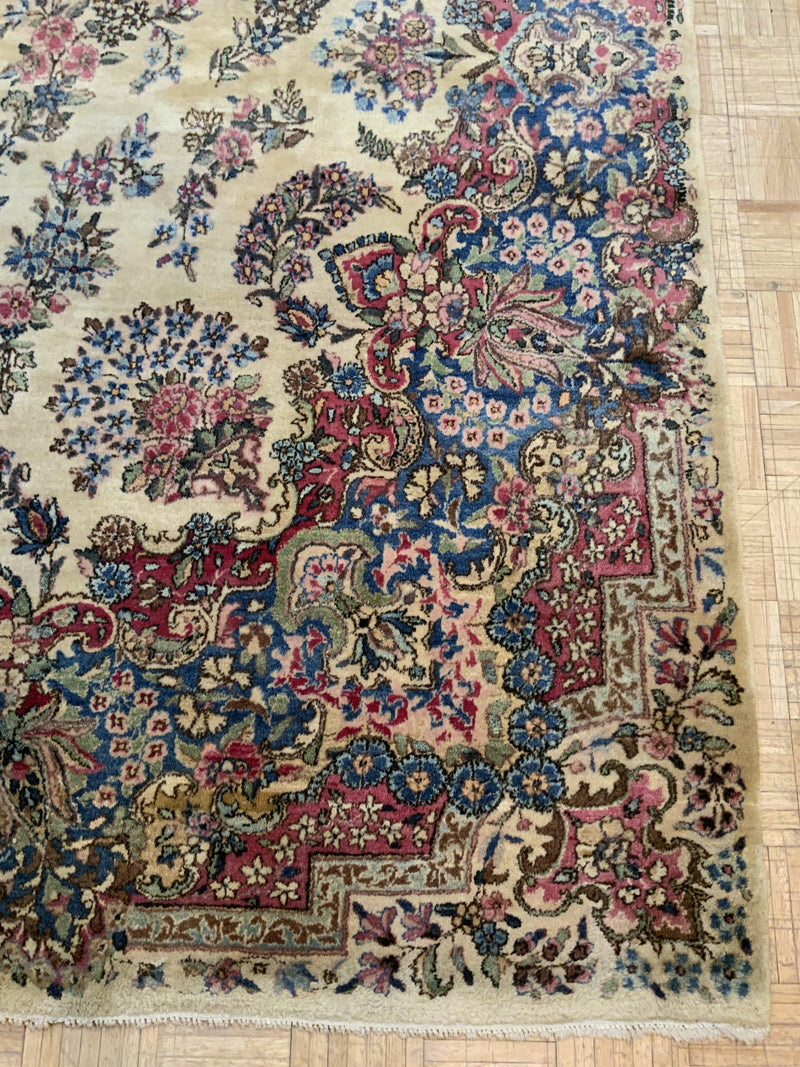 VINTAGE 9ft. x 12ft. FLORAL KERMAN - David Tiftickjian & Sons