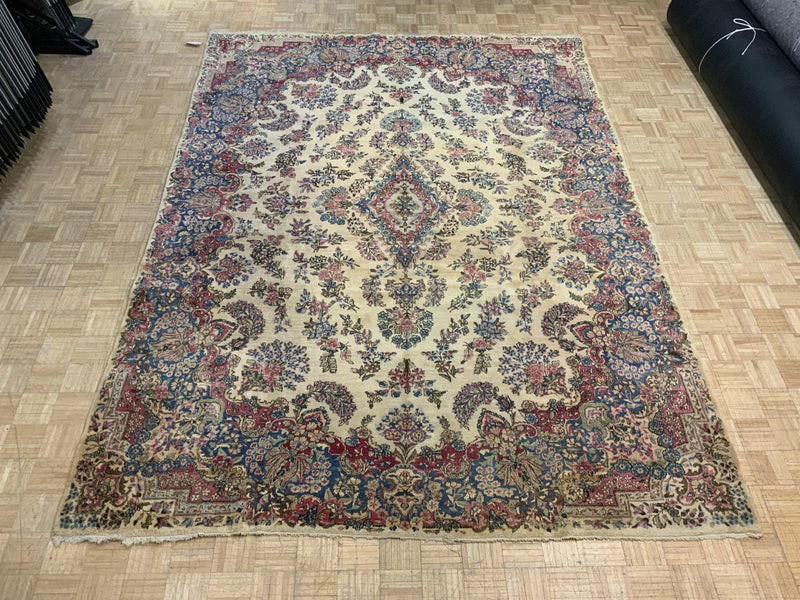 VINTAGE 9ft. x 12ft. FLORAL KERMAN - David Tiftickjian & Sons