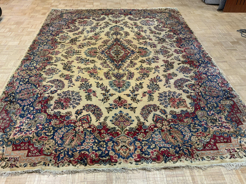 VINTAGE 9ft. x 12ft. FLORAL KERMAN - David Tiftickjian & Sons